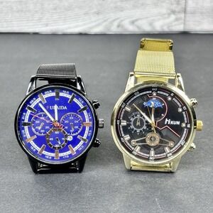DEYROS Multifunctional‎ Calendar Luminous Men's Watches lot of 2 TESTED